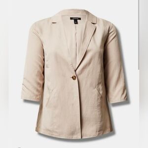 Torrid Studio Linen Blazer Beige 0 L/XL